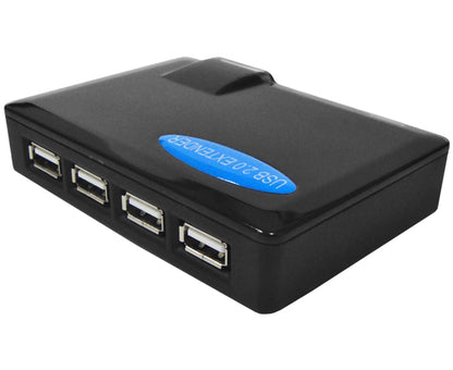 USB 2.0 Extender, 1ft USB cable to 1 RJ45 & 1 RJ45 to 4x USB ports, up to 60m with CAT5E or CAT6, 4 USB ports