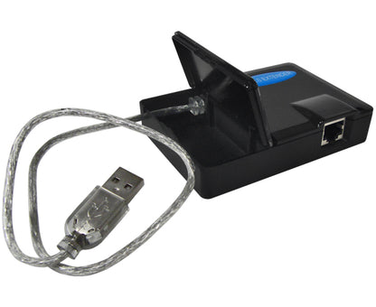USB 2.0 Extender, 1ft USB cable to 1 RJ45 & 1 RJ45 to 4x USB ports, up to 60m with CAT5E or CAT6, USB Plugged in 
