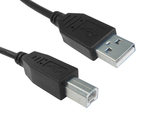 USB 2.0 A Male/B Male Cable, Black - 3 Feet