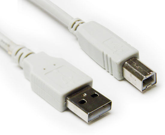 USB 2.0 A Male to USB B Male, Black and Ivory, 3FT, 6FT, 10FT and 15FT