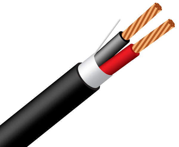 Water Block - Communication Cable - Sun Resistant Direct Burial, CL3/FPL  Rated, 18/2 AWG Stranded (7), Unshielded, 1000 Ft - Black