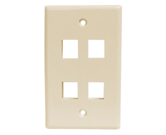 Universal Wall Plates, - 1, 2, 3, 4, and 6 Ports - Almond, Ivory, White