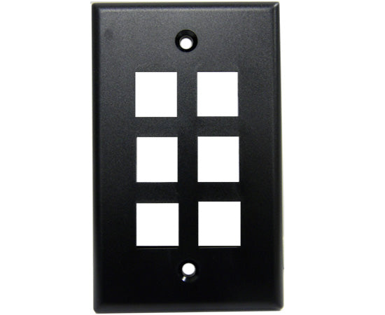 MIG+ Wall Plate, High Density 6 Ports - Black