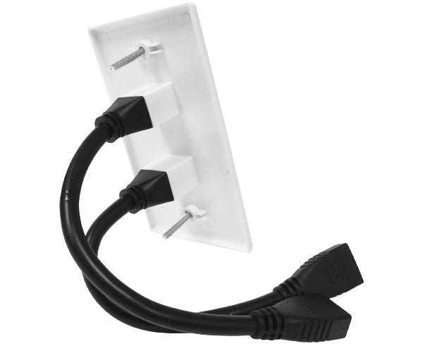 HDMI Wall Plate, 2 Port with 8" Cable Leads- Back 