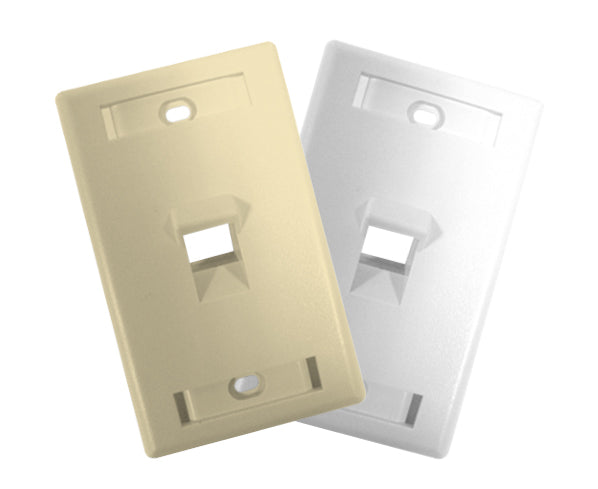 Keystone Wall Plate w/ ID Window, Single-Gang, Angled - 1 Port, 2 Port, 4 Port