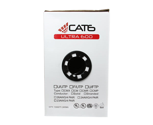 CAT6 Outdoor UV CMX Cable, 1000' Pull Box- Black