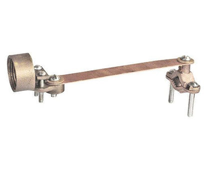 Bronze Casting Grounding Clamp for Pipe with Copper Assembled Strap and Two Screw Hub