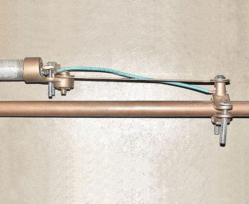 Bronze Casting Grounding Clamp for Pipe with Copper Assembled Strap and Two Screw Hub