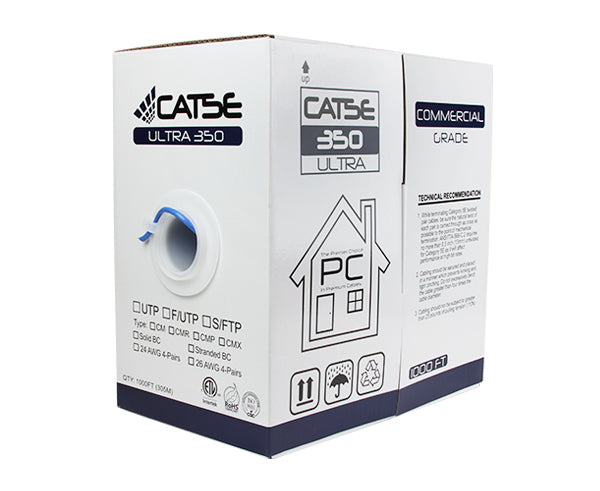 CAT5E Ethernet Cable, CAT5E UTP Cable, ETL Verified, CM Rated, 1000ft
