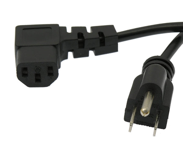 Right Angle Computer Power Cord SVT 18/3 Rated, 5-15P to C13 - Primus Cable