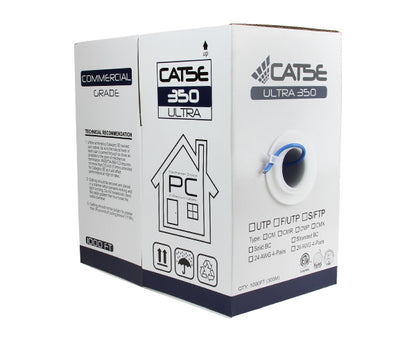CAT5E 350MHZ Bulk Stranded Ethernet Cable, Shielded Twisted Pair CM, 24 AWG 1000FT