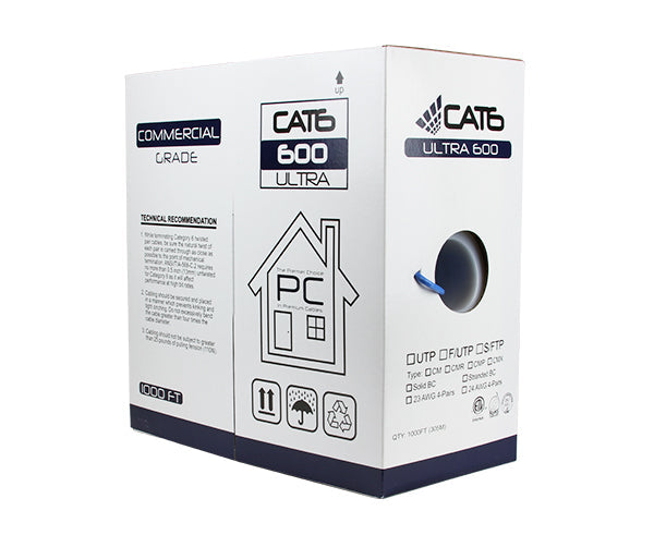 CAT6 Ethernet Cable, Stranded CAT6 Cable, F/UTP, 1000FT Pull Box