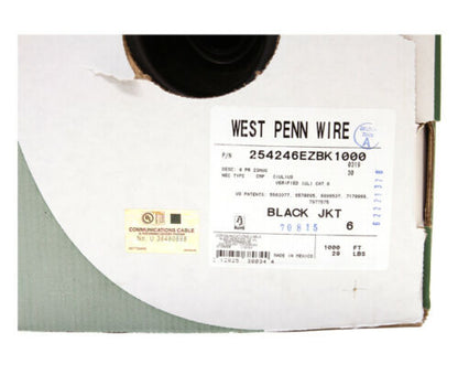 CAT6 23AWG Ethernet Cable CMP SOLID COPPER UL Listed (BK) - 1000FT.